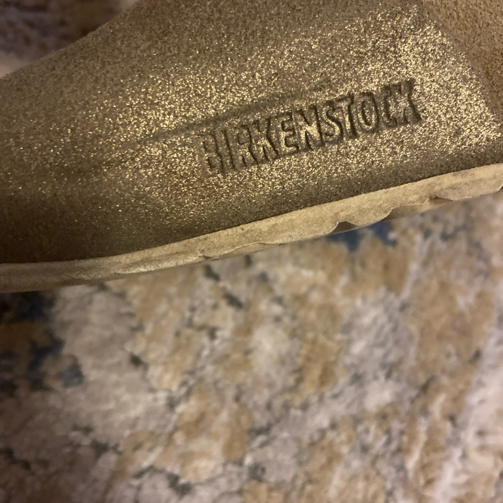 Women's 4 EU 35 Birkenstock Vaduz Metallic Gold Sandals Birko-flor Buckles Flat - Picture 13 of 16